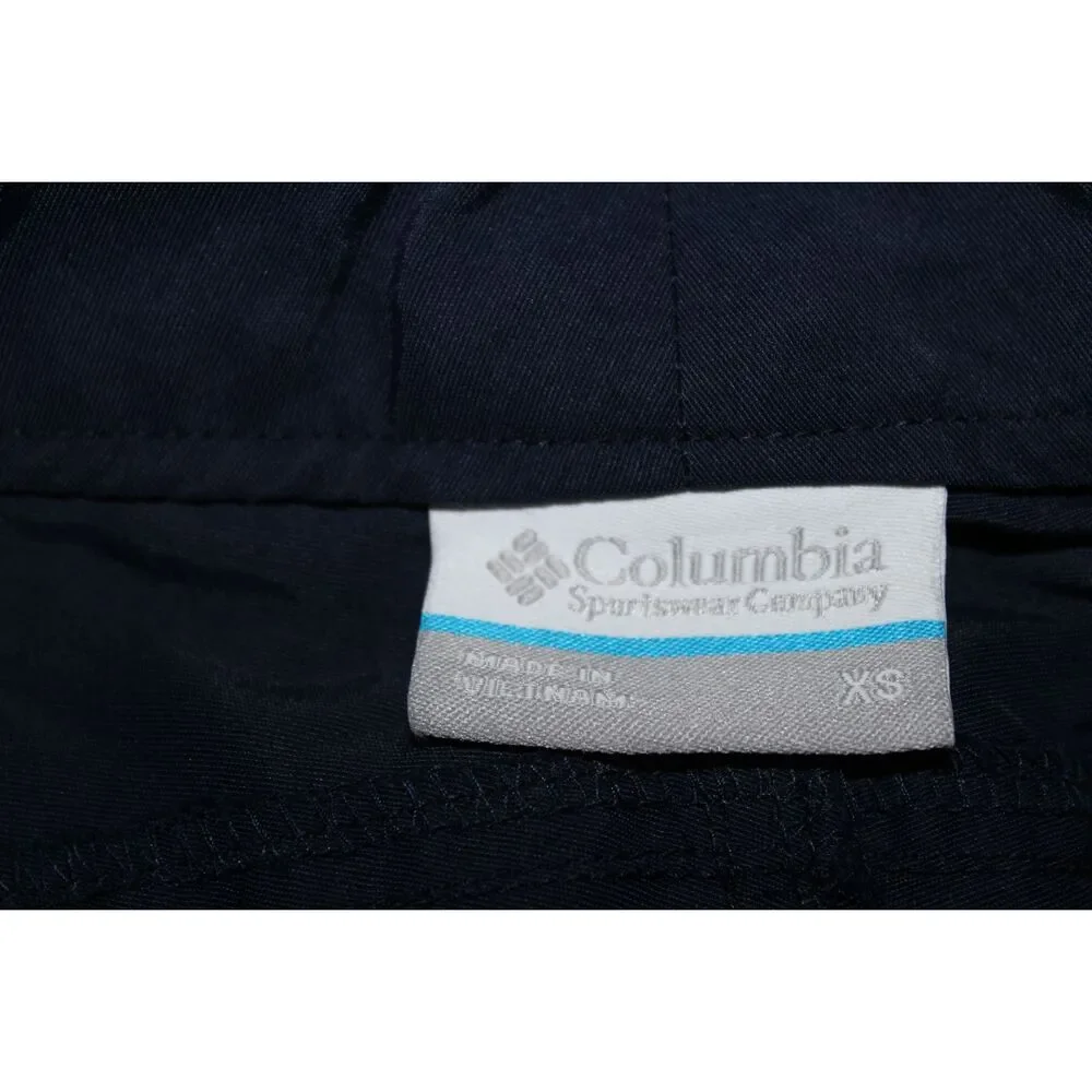 Womens Columbia PFG Dark Blue Nylon Flat Front Chino Athletic Shorts Size XS